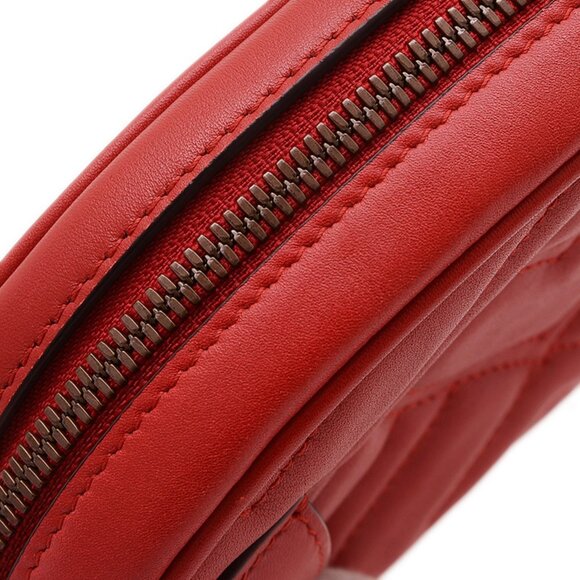 GUCCI Red Leather GG Marmont Fanny Pack - Picture 5 of 8